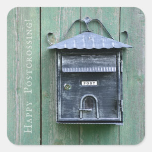 Happy Postcrossing! Mailbox. Square Sticker