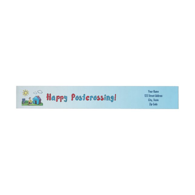 Happy Postcrossing! - Postman. Wrap Around Label (Individual)