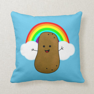 Happy Potato And A Rainbow Cushion