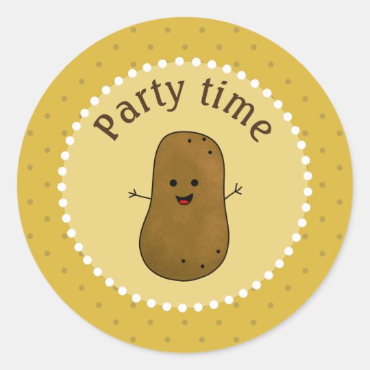 Happy Potato Party Time Classic Round Sticker Zazzle Co Uk