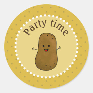 Happy Potato Party Time Classic Round Sticker