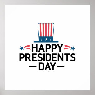 Happy President's Day Patriotic Flag Hat Poster