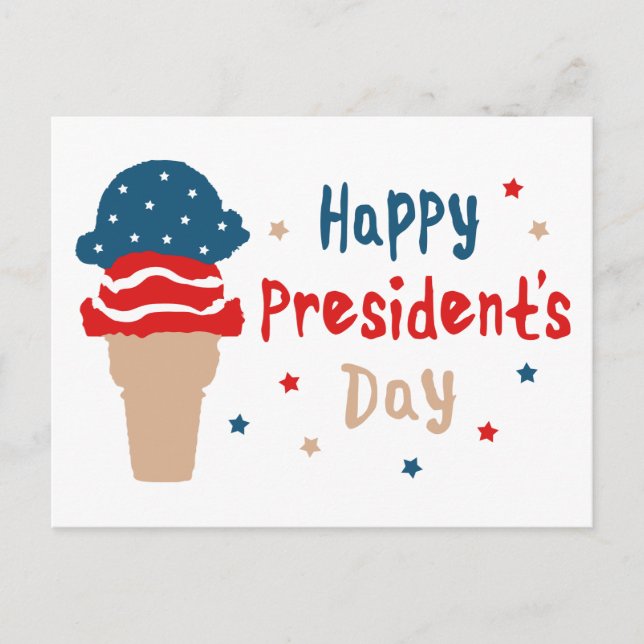 Happy President's Day patriotic ice cream cone Postcard (Front)