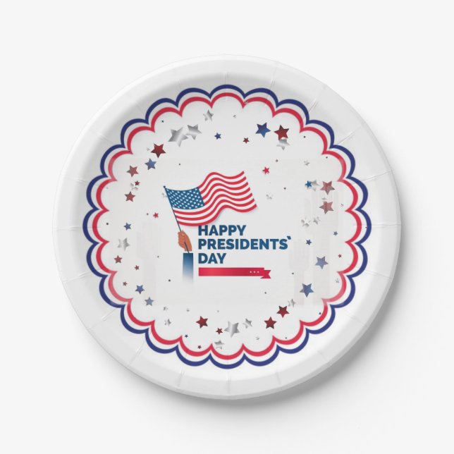 Happy President's Day Stars & Stripes Paper Plate (Front)