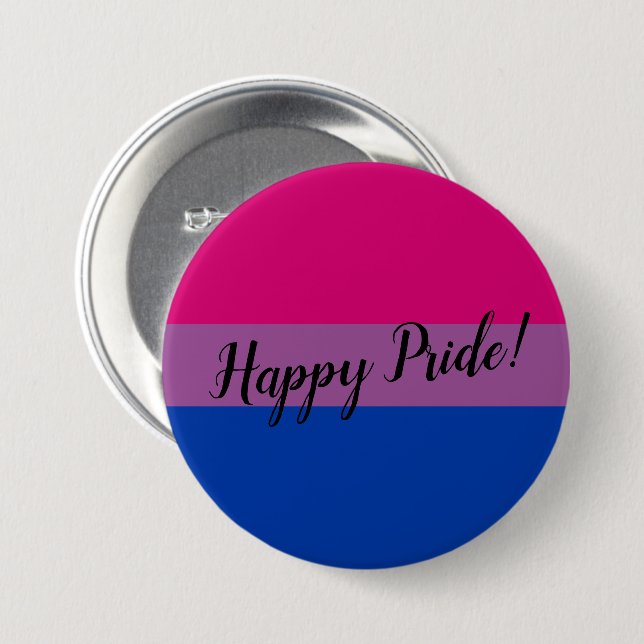 Happy Pride Bisexual Flag 7.5 Cm Round Badge (Front & Back)