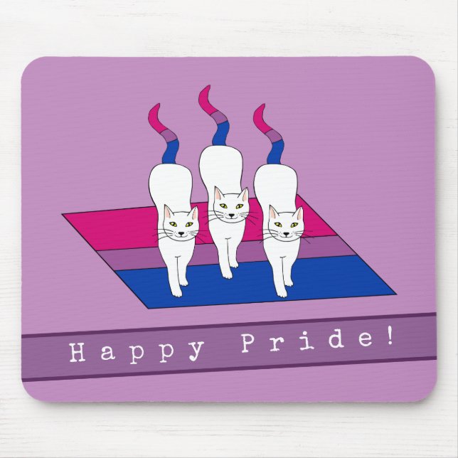 Happy Pride Cats With Bisexual Pride Flag Mouse Mat (Front)