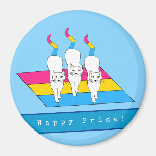 Happy Pride Cats With Pansexual Flag Magnet