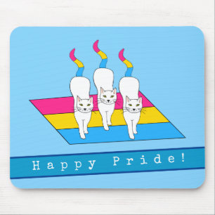 Happy Pride Cats With Pansexual Flag Mouse Mat