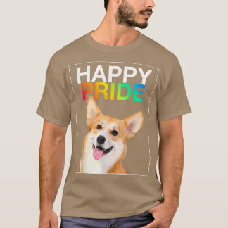 Happy Pride Cute Corgi Puppy Dog Smile LGBTQ June  T-Shirt