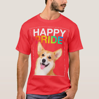 Happy Pride Cute Corgi Puppy Dog Smile Lgbtq June  T-Shirt