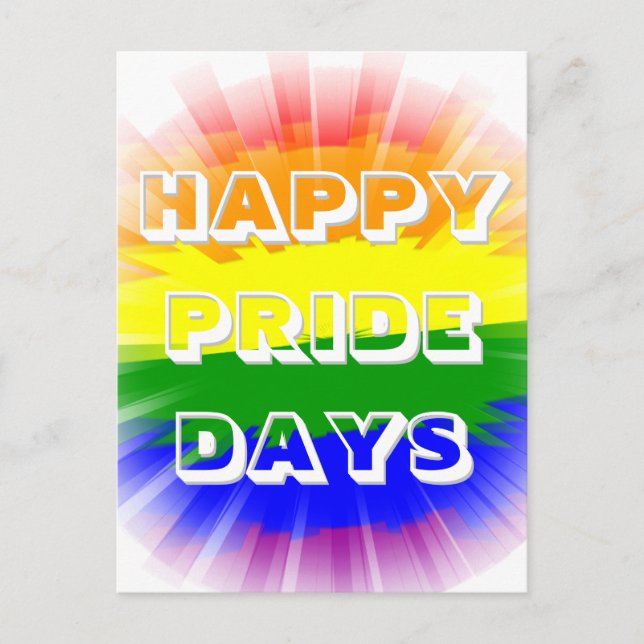 Happy Pride Days Bursting Rainbow Flag Gay Pride Postcard (Front)
