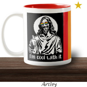 Happy Pride Jesus Two-Tone Coffee Mug