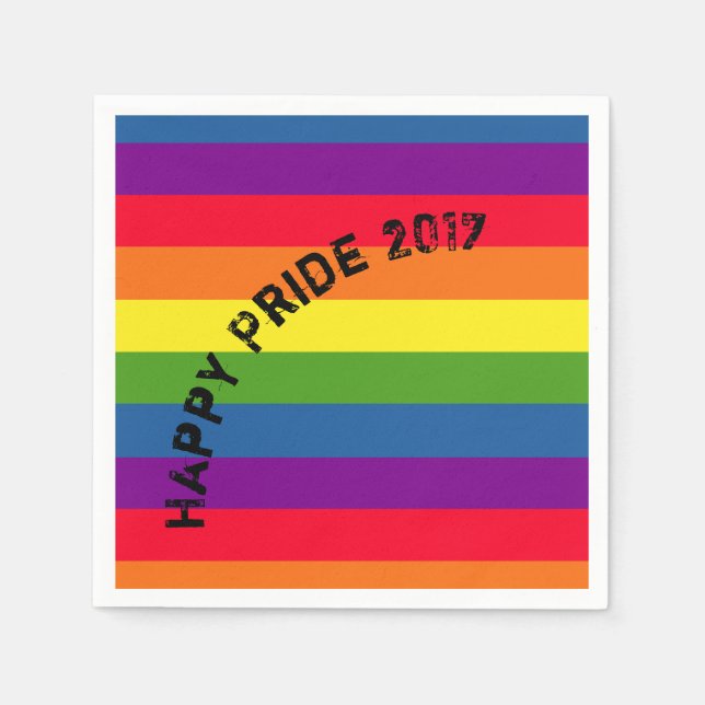 Happy Pride LGBTQ Rainbow Celebration Custom Text Napkin (Front)