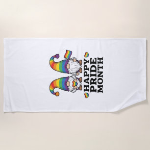 Happy Pride Month Gnome Vintage Rainbow Shirt_1 Beach Towel