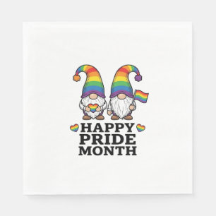 Happy Pride Month Gnome Vintage Rainbow Shirt_1 Napkin