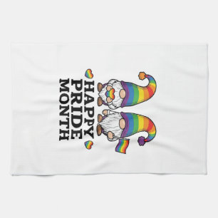 Happy Pride Month Gnome Vintage Rainbow Shirt_1 Tea Towel