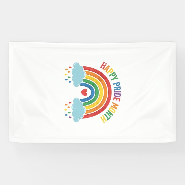 Happy Pride Month Rainbow Vintage Engraving Design Banner (Horizontal)