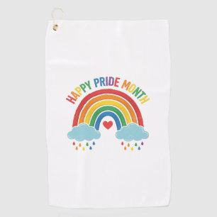 Happy Pride Month Rainbow Vintage Engraving Design Golf Towel