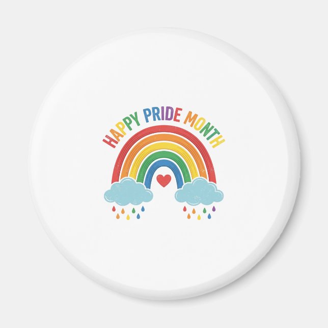 Happy Pride Month Rainbow Vintage Engraving Design Magnet (Front)
