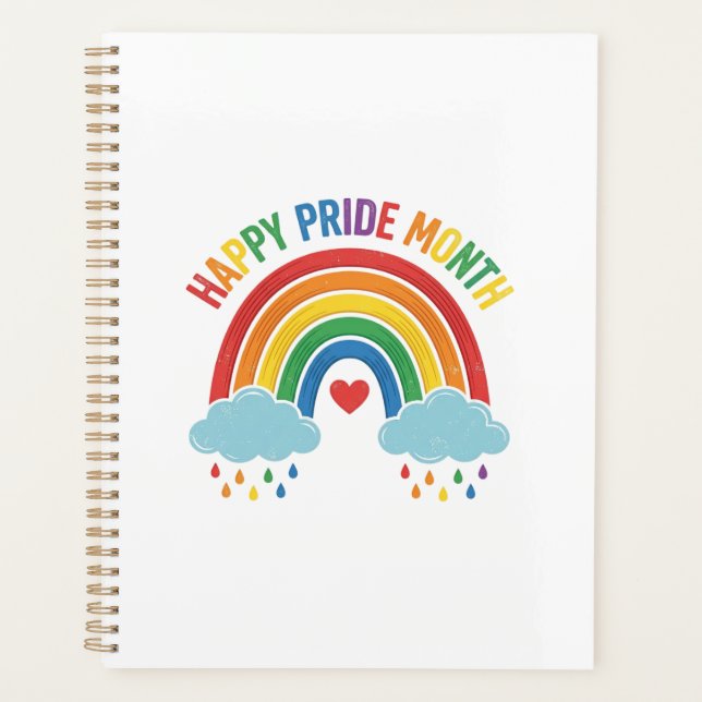 Happy Pride Month Rainbow Vintage Engraving Design Planner (Front)