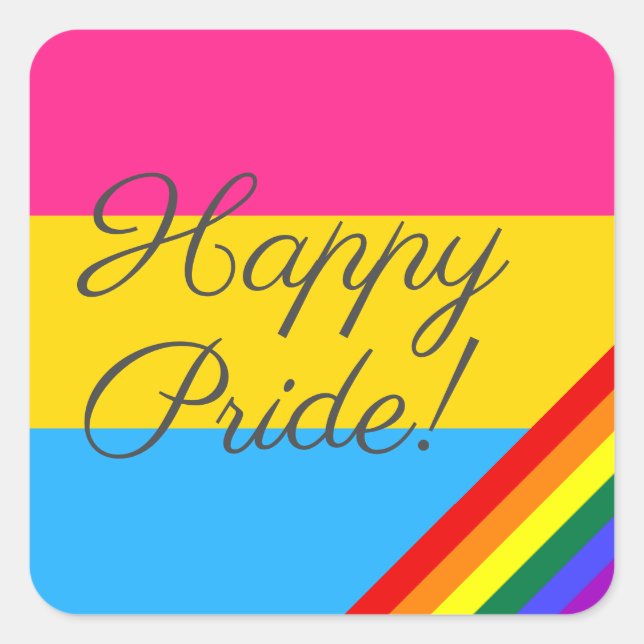 Happy Pride Pansexual Flag Square Sticker (Front)