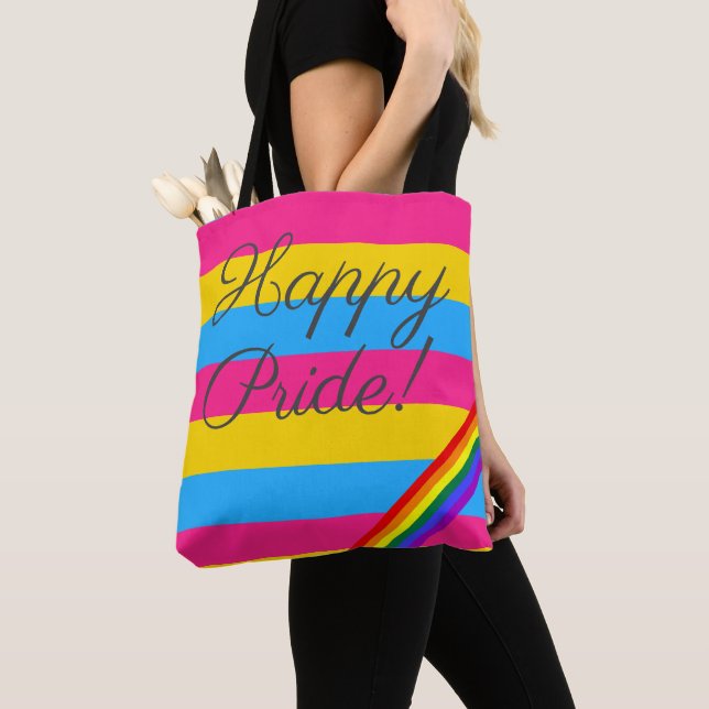 Happy Pride Pansexual Flag Tote Bag (Close Up)