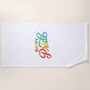 Happy Pride Vintage Rainbow Typography Shirt_1 Beach Towel