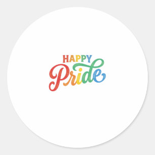 Happy Pride Vintage Rainbow Typography Shirt_1 Classic Round Sticker