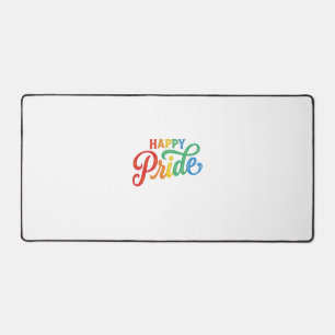 Happy Pride Vintage Rainbow Typography Shirt_1 Desk Mat