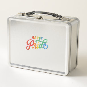 Happy Pride Vintage Rainbow Typography Shirt_1 Metal Lunch Box