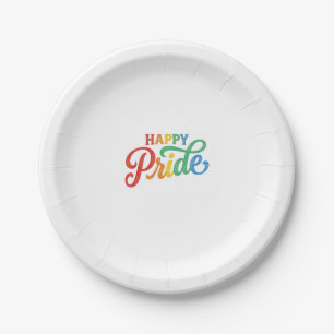Happy Pride Vintage Rainbow Typography Shirt_1 Paper Plate