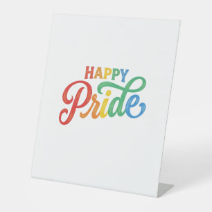 Happy Pride Vintage Rainbow Typography Shirt_1 Pedestal Sign