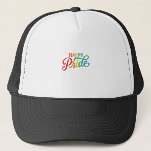 Happy Pride Vintage Rainbow Typography Shirt_1 Trucker Hat