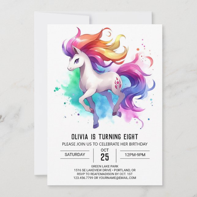 Happy Printable Horse Birthday Invitation (Front)