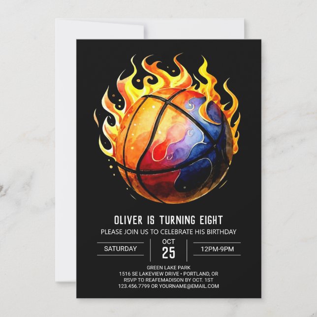 Happy Printable Pastel Basketball Birthday Invitation (Front)