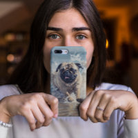 Happy Pug  at the Beach