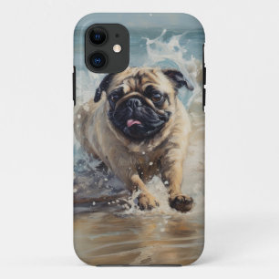 Happy Pug at the Beach iPhone 11 Case