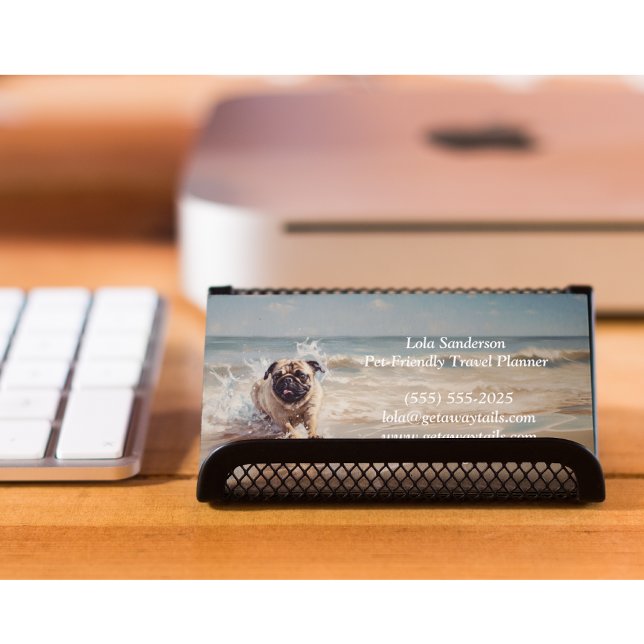 Happy Pug  at the Beach customisable Business Card (Creator Uploaded)
