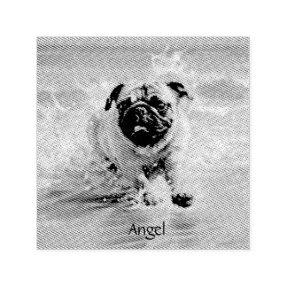 Happy Pug at the Beach customisable Self-inking Stamp