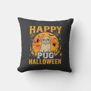Happy Pug Halloween Spooky Dog Design_1 Cushion