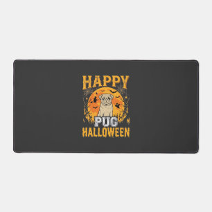 Happy Pug Halloween Spooky Dog Design_1 Desk Mat