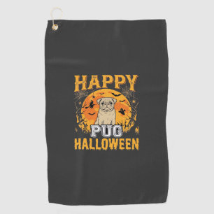 Happy Pug Halloween Spooky Dog Design_1 Golf Towel