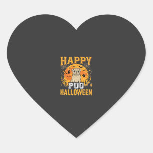 Happy Pug Halloween Spooky Dog Design_1 Heart Sticker