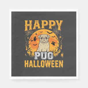 Happy Pug Halloween Spooky Dog Design_1 Napkin