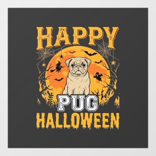 Happy Pug Halloween Spooky Dog Design_1 Window Cling