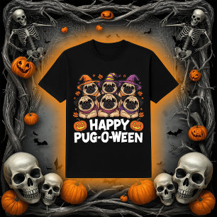 Happy Pug-O-Ween   Adorable Halloween Pug Dogs T-Shirt