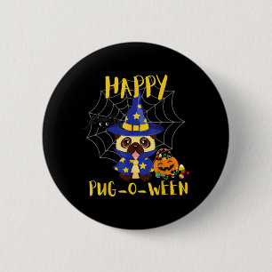 Happy Pug-O-Ween Funny Dog Pug Halloween 6 Cm Round Badge