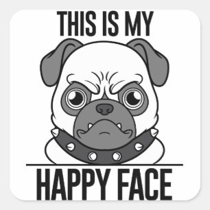 Happy Pug Sticker for Dog Lovers