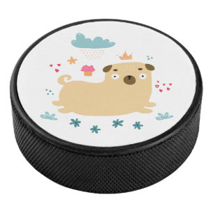 Happy Puggy Hockey Puck
