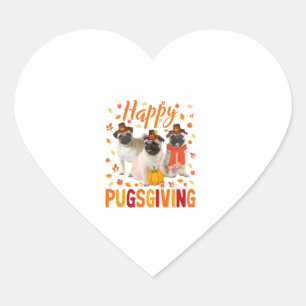 Happy Pugsgiving Cute Thanksgiving Pug Dog Wears P Heart Sticker